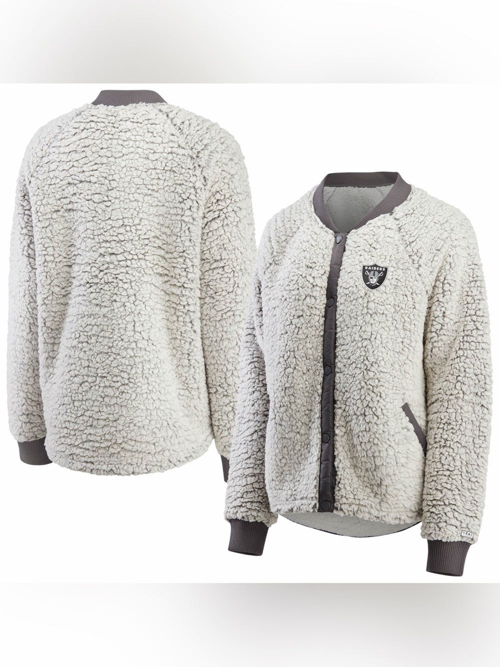 New with tag Las Vegas Raiders WEAR By Erin Andrews Women's Sherpa Bomber Jacket